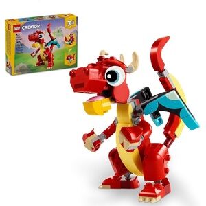 LEGO Creator 3 in 1 Red Dragon Toy, Transforms: Dragon-Fish-Phoenix Ages 6+ NIB